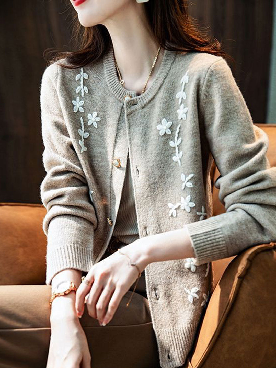 Jazmin Cardigan | Classic Embroidered Knit Cardigan for Women