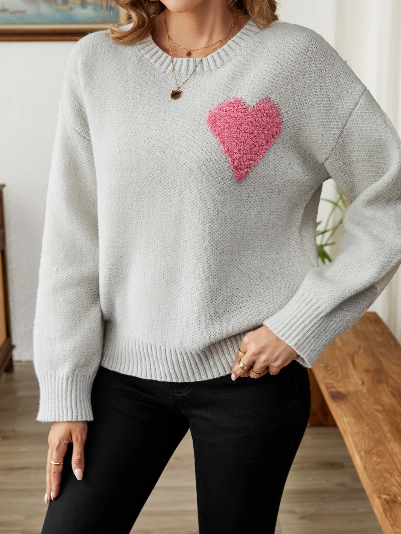 Freda Sweater | Cozy Heart-Design Knit Sweater