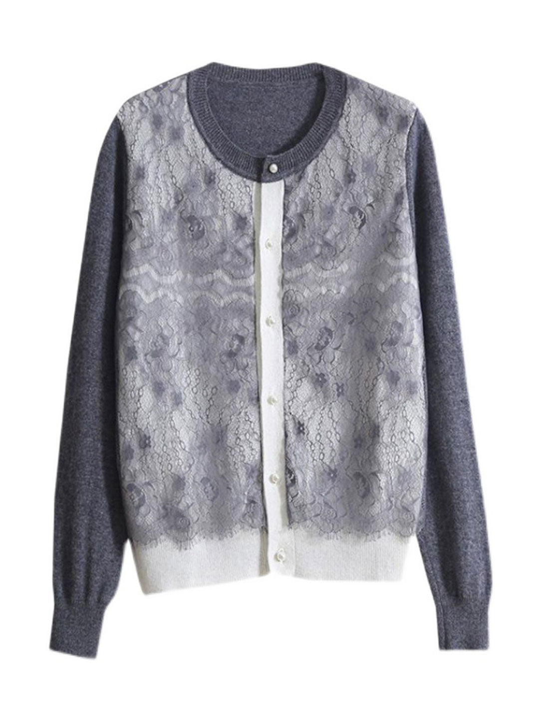 Jorielle Women's Lace Paneled Jacquard Cardigan | Classic & Elegant Knit