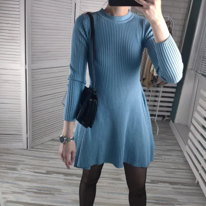 Fidela Dress | Ribbed Long-Sleeve Knit Dress