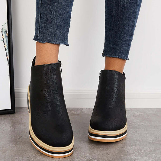 Clea Boots | Stylish Ankle Boots with Zip and Platform, Bold and Comfortable