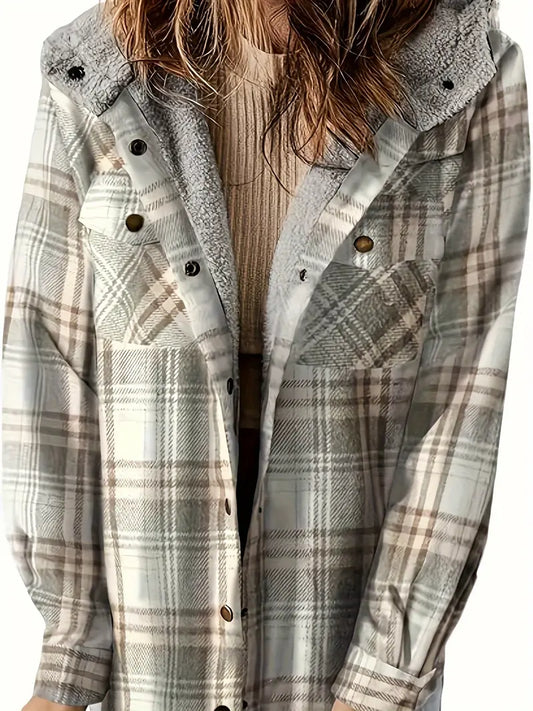 Kaiden Jacket | Plaid Zip-Up Hooded Jacket for Women