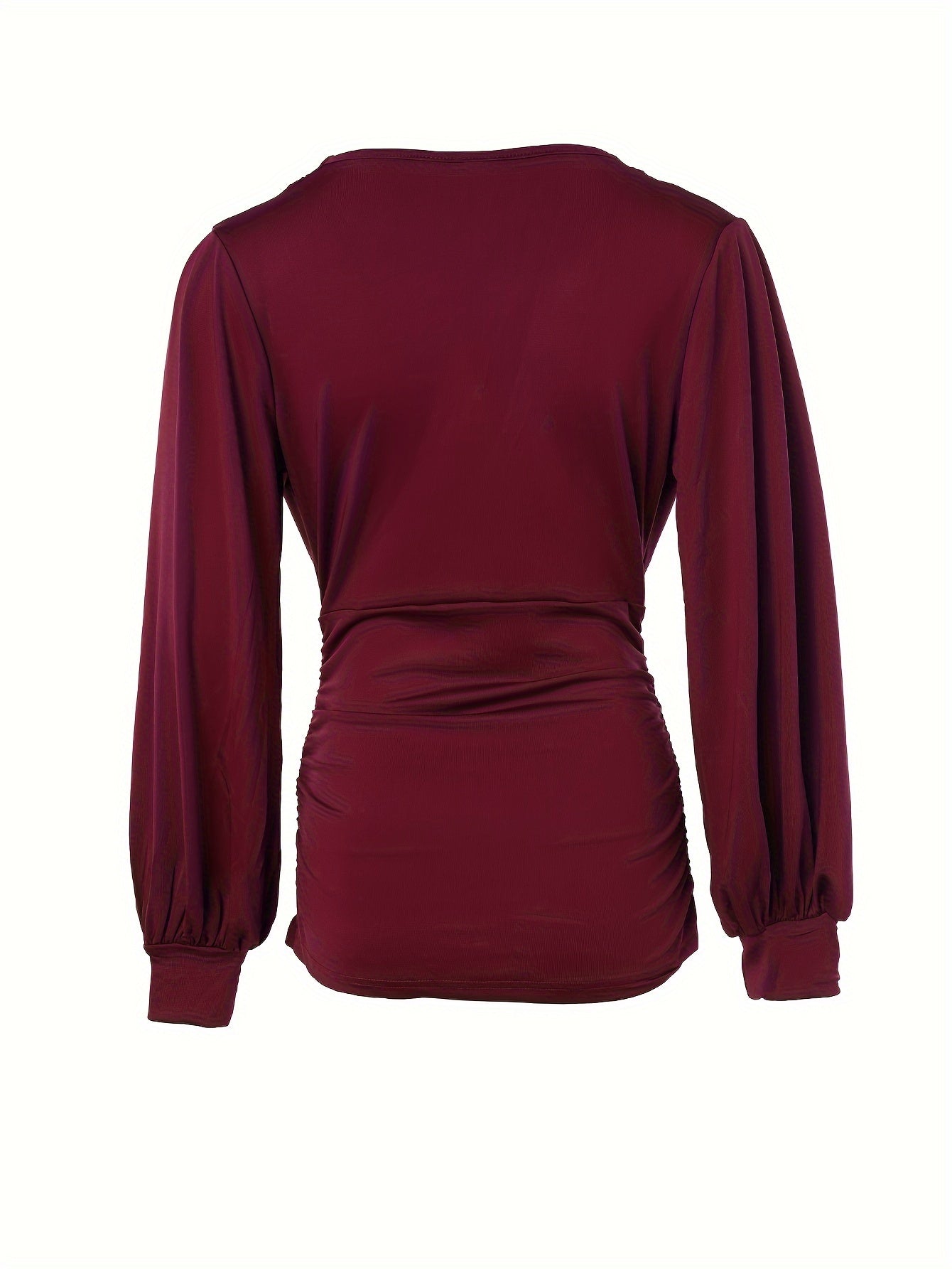 Irelyn Top | Elegant V-Neck Ruched Blouse with Long Sleeves