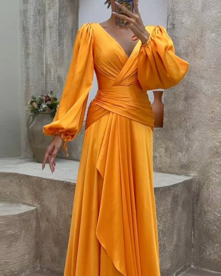 Halima Dress | One-Shoulder Solid Color Two-Piece Set