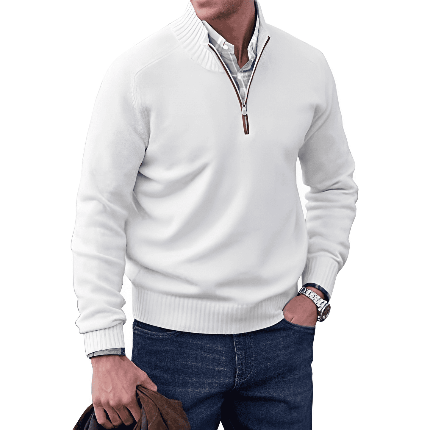 Faelan Men's Sweater | Cashmere Quarter Zip Pullover