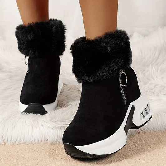 Jenessa Boots | Women's Fur-Lined Ankle Boots with Zipper