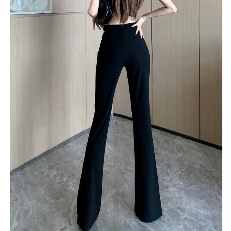 Harmony Flared Pants | Women's High-Waist Flared Pants with Asymmetric Zip