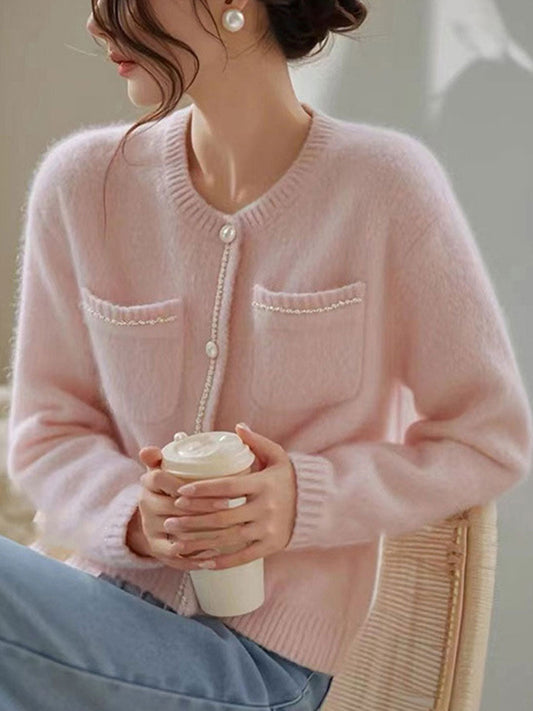 Jenna Cardigan | Elegant Pearl Button Knit Cardigan for Women