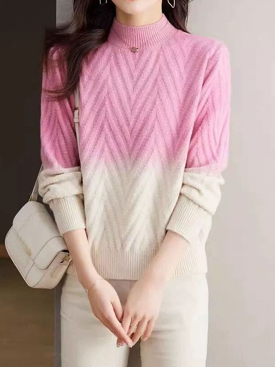 Ilysah Sweater | Classic Ombre Turtleneck Knit Sweater