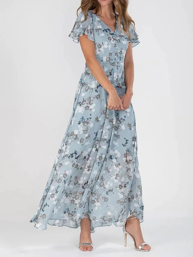 Ziva Elegant Dress | Women’s Midi Dress with Defined Waist and Flowy Skirt