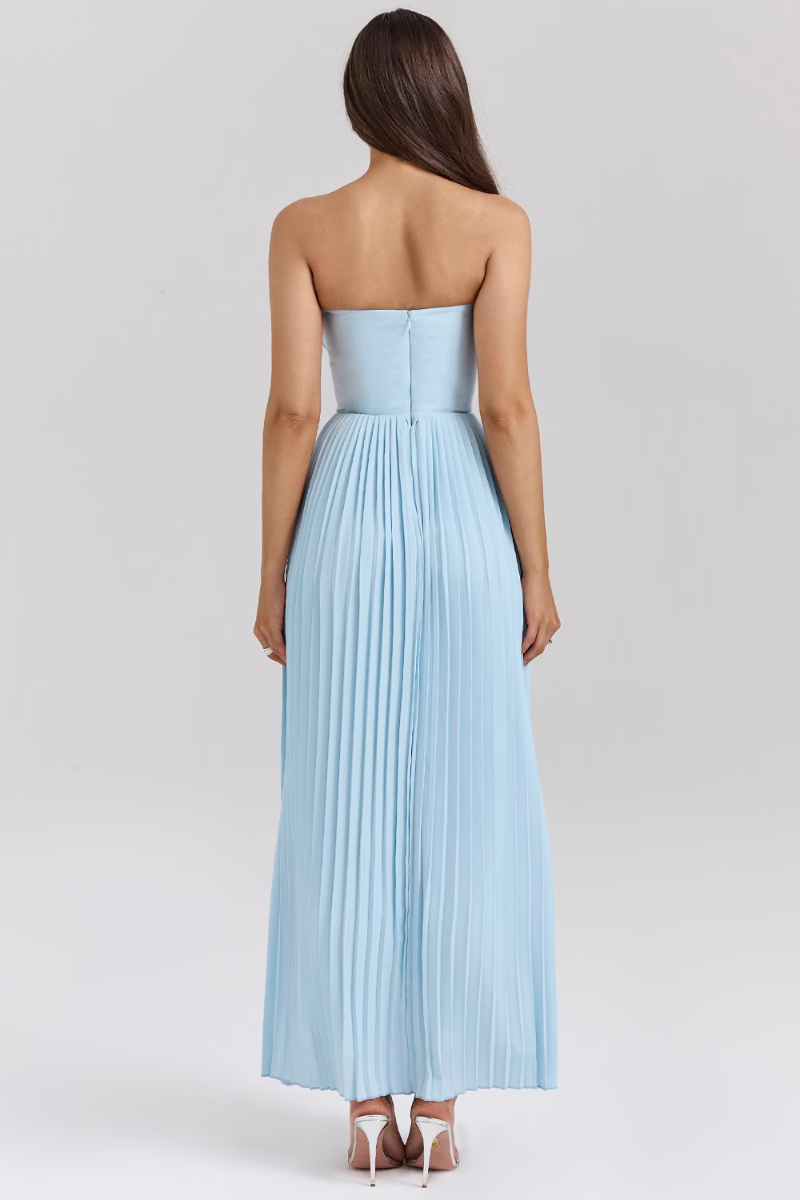 Ileana Dress | Strapless Pleated Maxi Dress