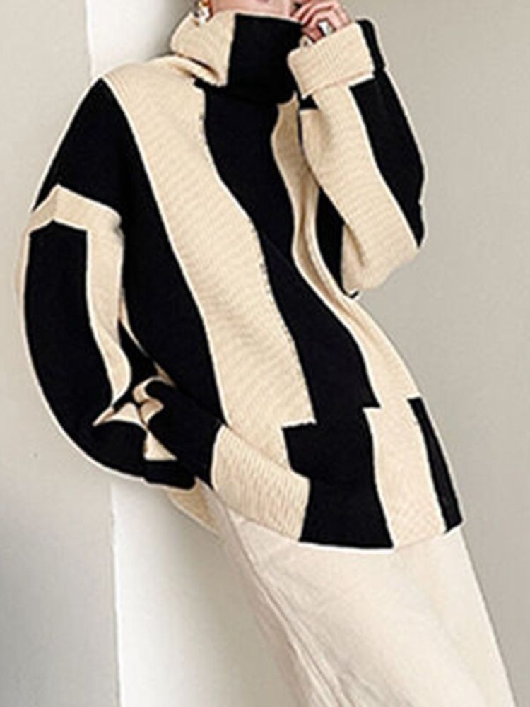 Sachiko Jumper | Women’s Autumn High-Collar Two-Tone Knit Jumper