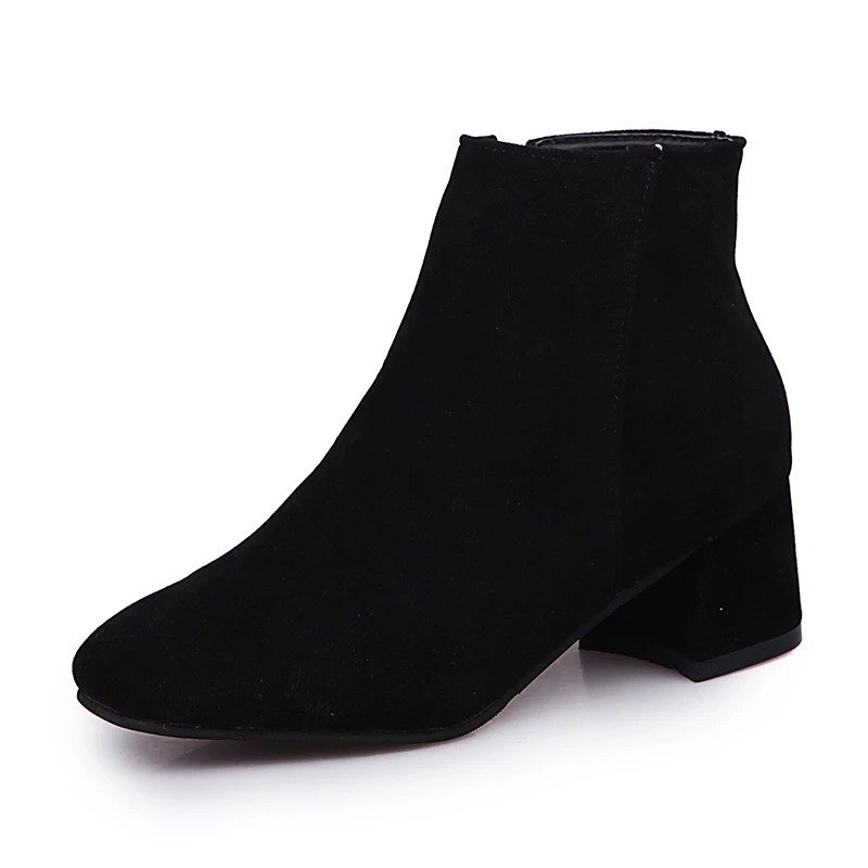 Fabiola Suede Ankle Boots | Side Zip & Low Block Heel