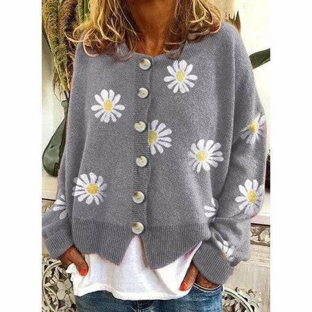 Ottavia Cardigan | Women's Autumn Floral Button-Up Knit Cardigan