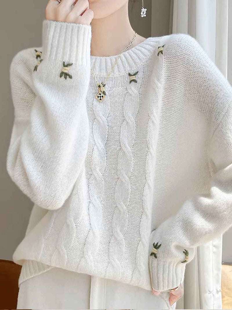 Jemma  Sweater | Women's Bella Floral Crew Neck Knit Sweater