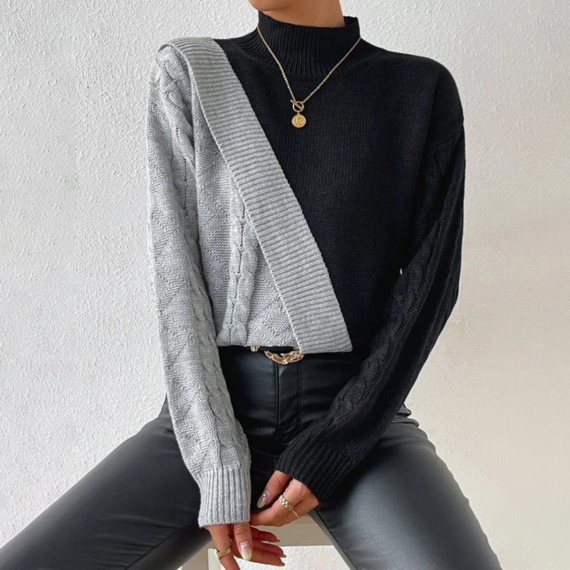 Oliana Jumper | Women's Winter Patchwork Turtleneck Knit Jumper