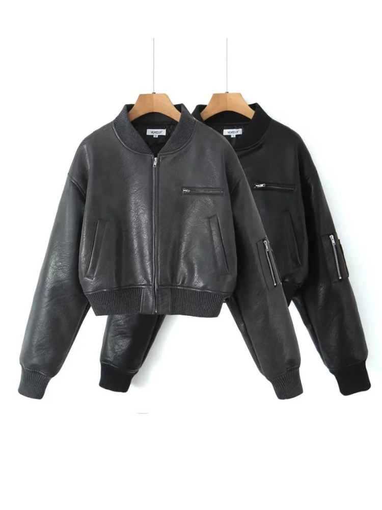 Hattie Jacket | Sherpa-Lined Faux Leather Biker Jacket