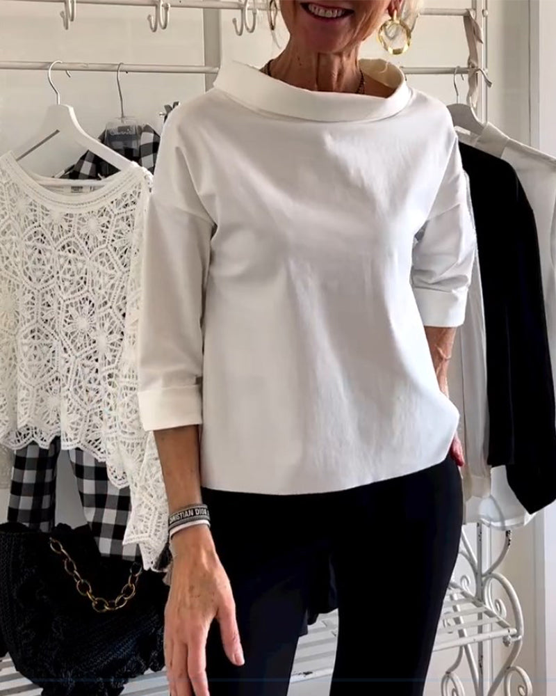 Aviana Blouse | Women’s 3/4 Sleeve Boat Neck Blouse with Elegant Fit
