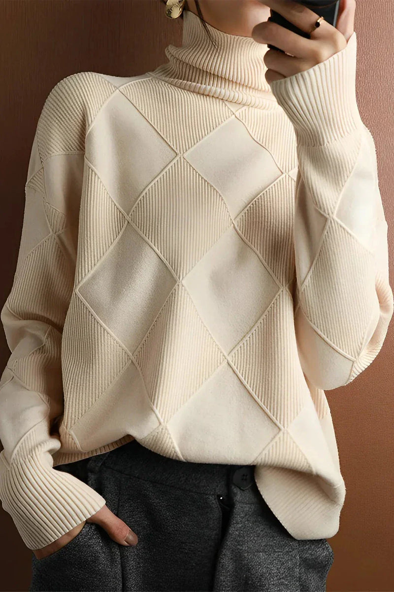 Ivana Sweater | Women's Diamond Knit Turtleneck Sweater