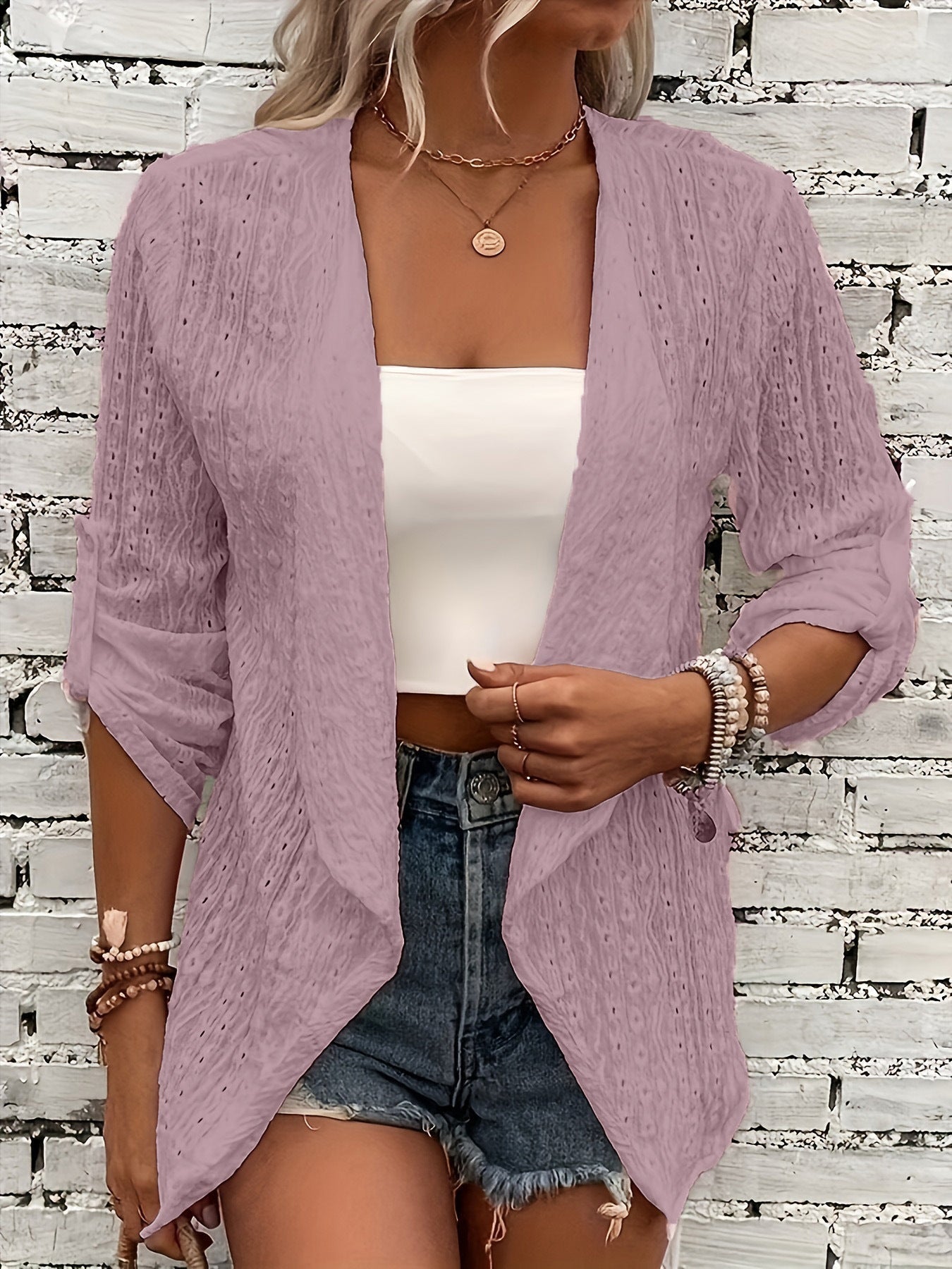 Parveen Cardigan | Women's Autumn Crochet Knit Front Relaxed Fit Cardigan