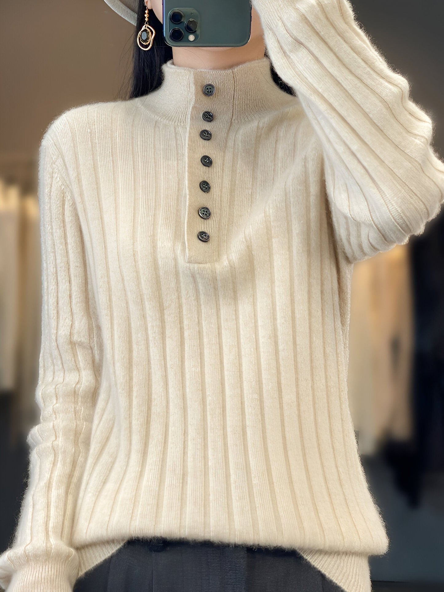 Kinsley Sweater | Casual Turn-Down Collar Knit Sweater for Women