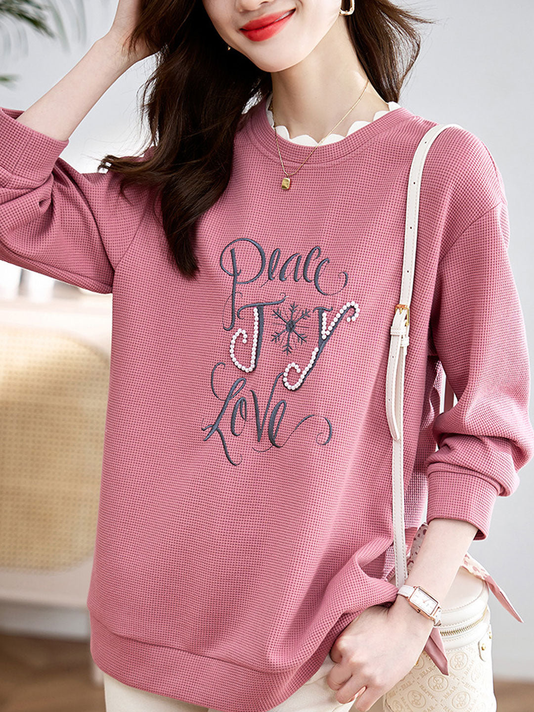 Jaylin Sweatshirt | Classic Beaded Embroidered Sweatshirt