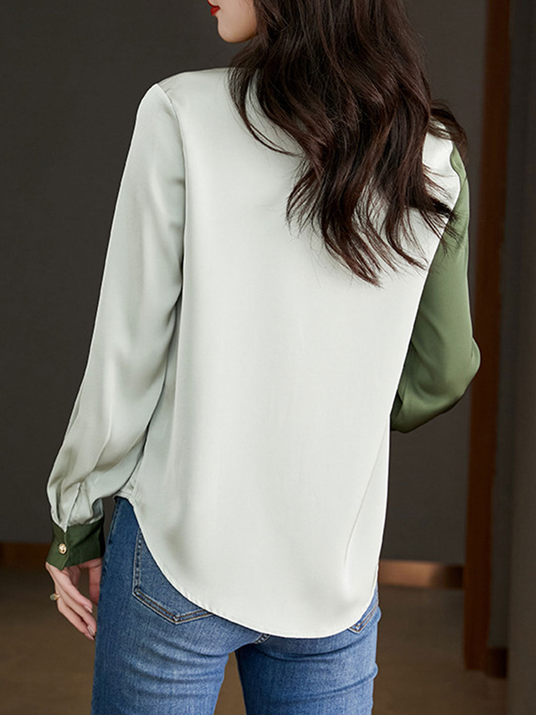 Iridia Blouse | Classic Two-Tone Chiffon Blouse