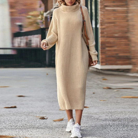 Frederique Women's Dress | Knitted Long Sleeve Midi Dress