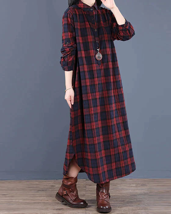 Patricia Dress | Long-Sleeved Plaid Shirt Dress