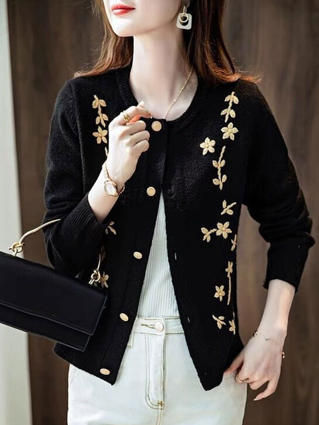 Jazmin Cardigan | Classic Embroidered Knit Cardigan for Women