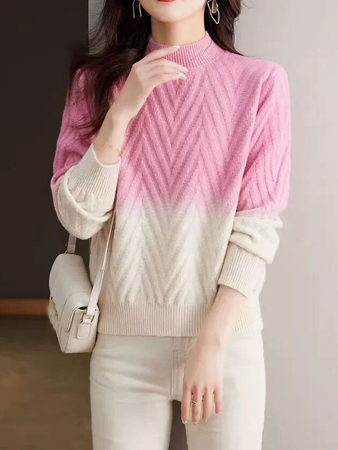 Ilysah Sweater | Classic Ombre Turtleneck Knit Sweater