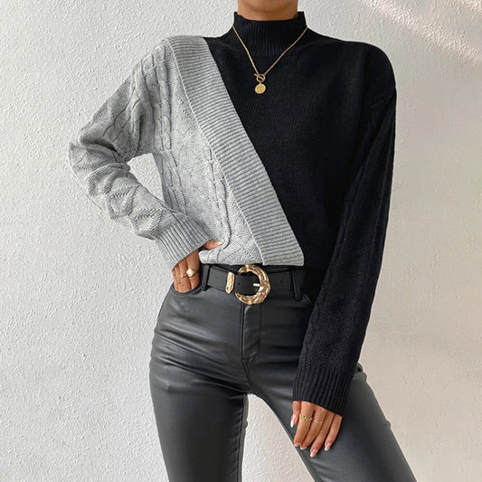 Oliana Jumper | Women's Winter Patchwork Turtleneck Knit Jumper
