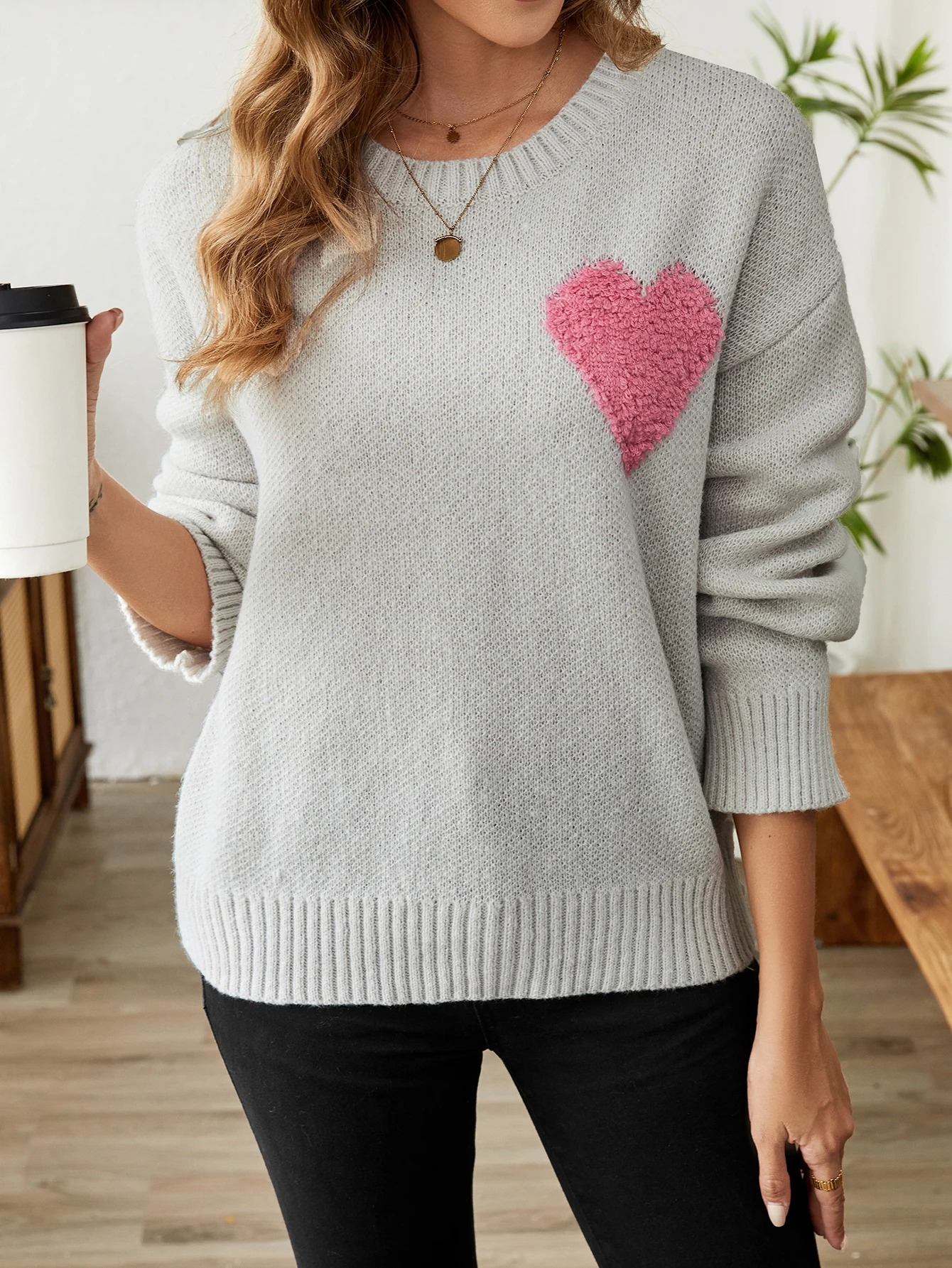 Freda Sweater | Cozy Heart-Design Knit Sweater