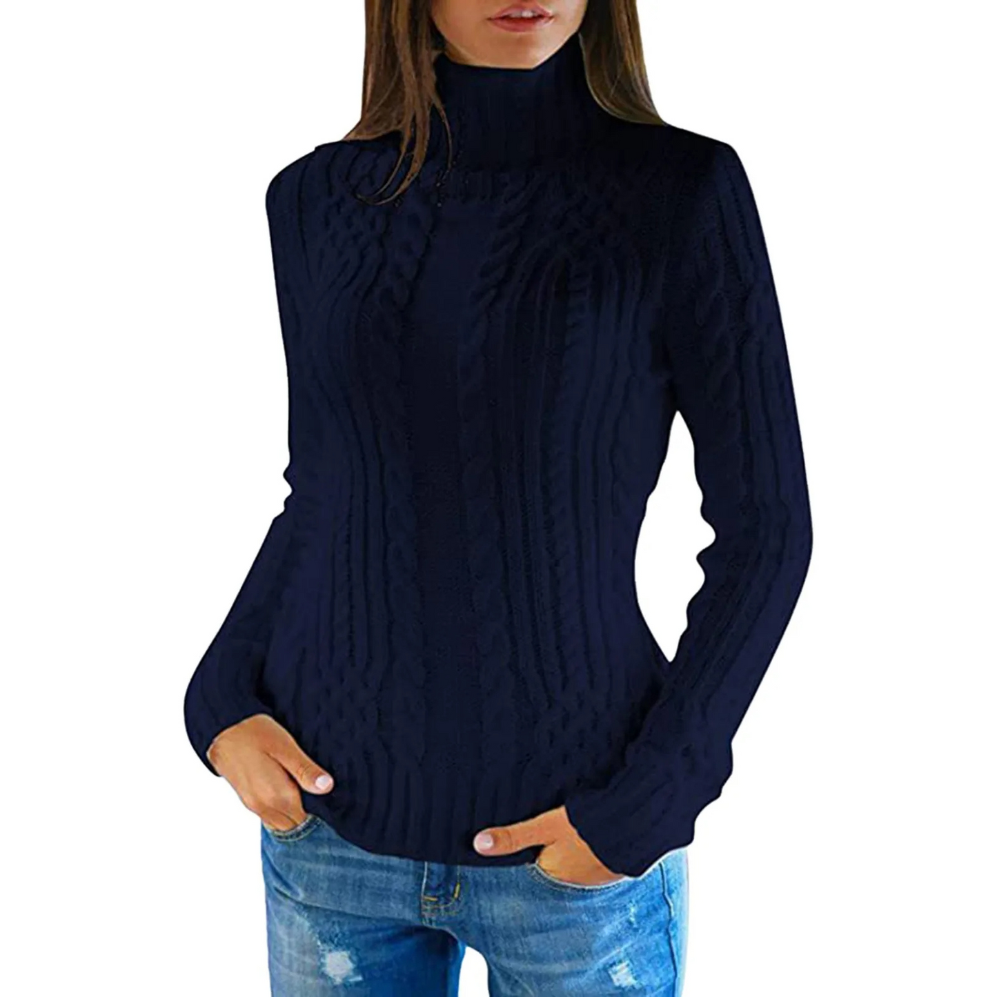 Hadlee Sweater | Cable Knit Turtleneck Sweater for Women