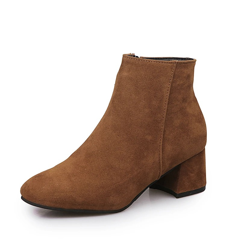 Fabiola Suede Ankle Boots | Side Zip & Low Block Heel