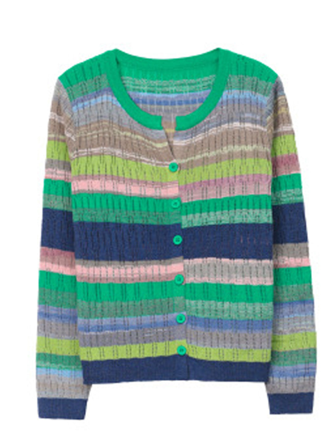 Jalene Women's Striped Knitted Cardigan | Classic Crew Neck Style