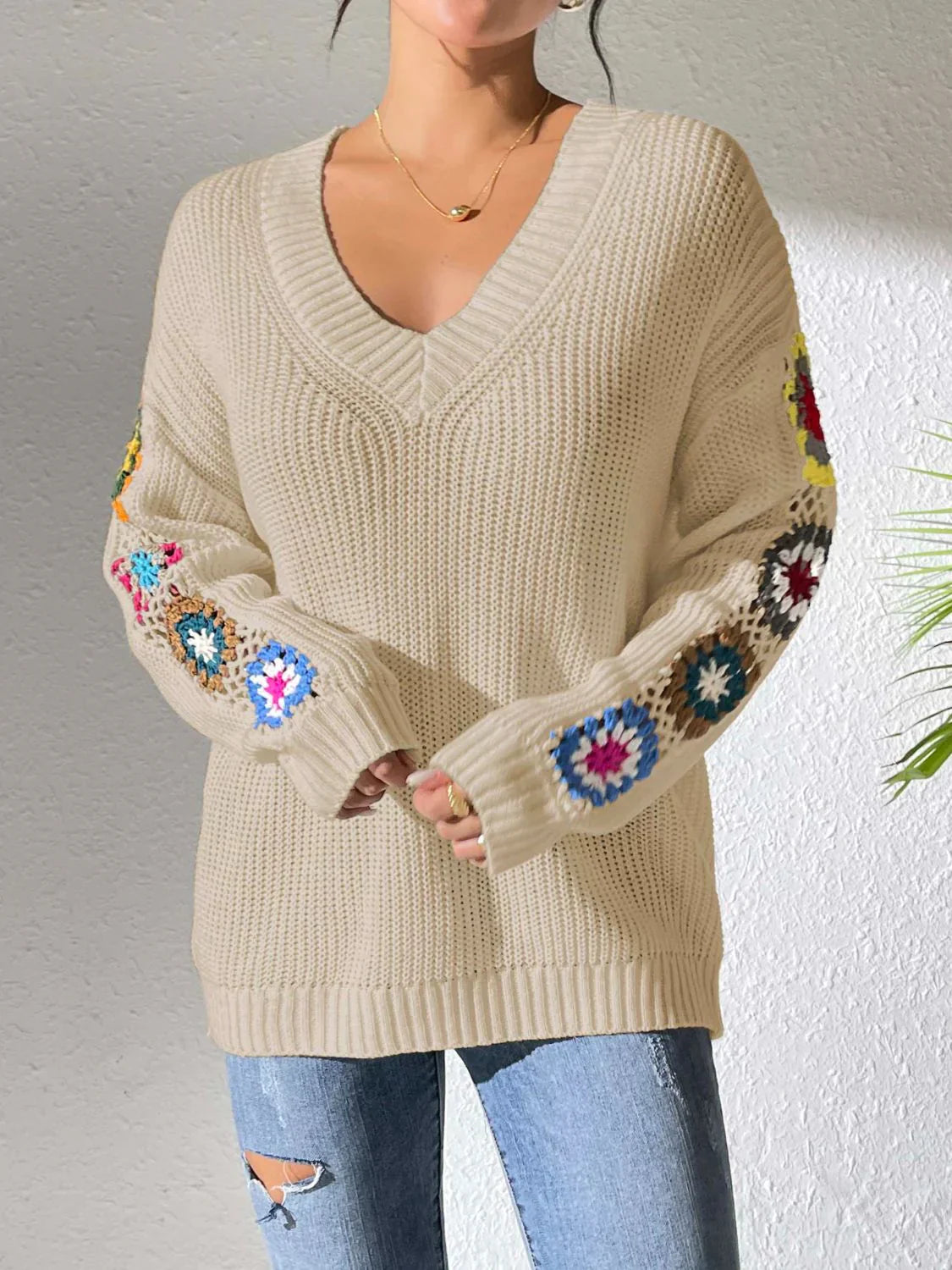 Isa Sweater | Women's Floral V-Neck Sweater