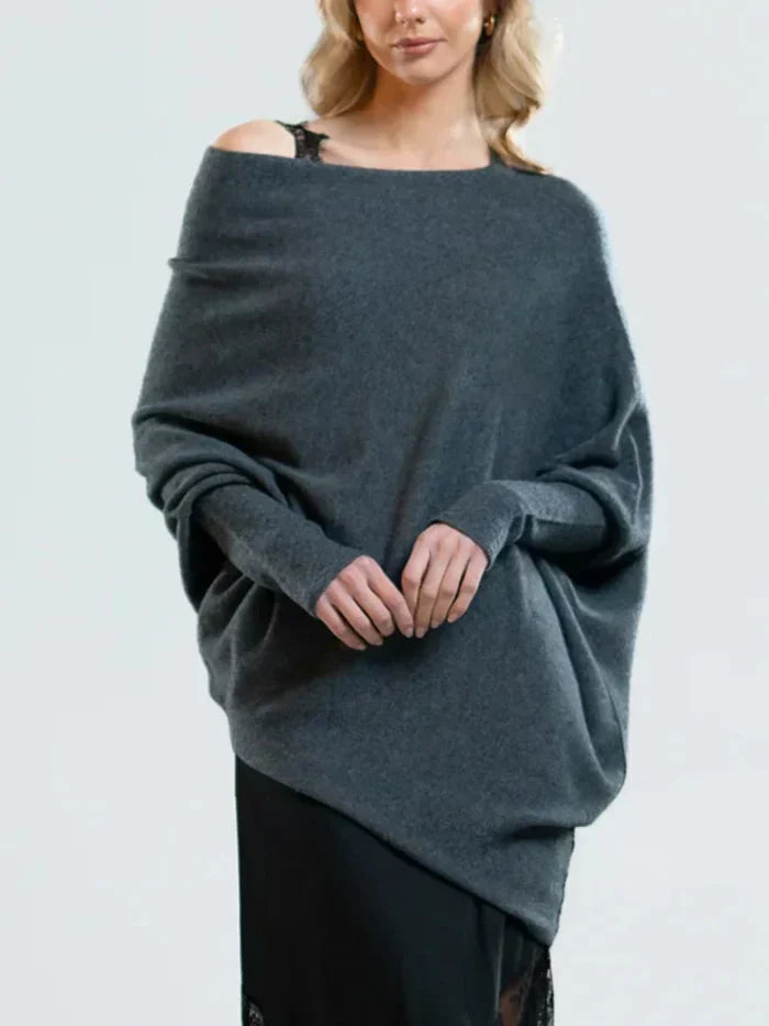 Gladys Sweater | Asymmetric Draped Off-Shoulder Jumper