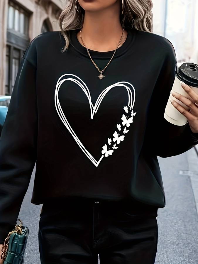 Faline Heart-Pattern Sweater | Stylish Knit with Heart Design