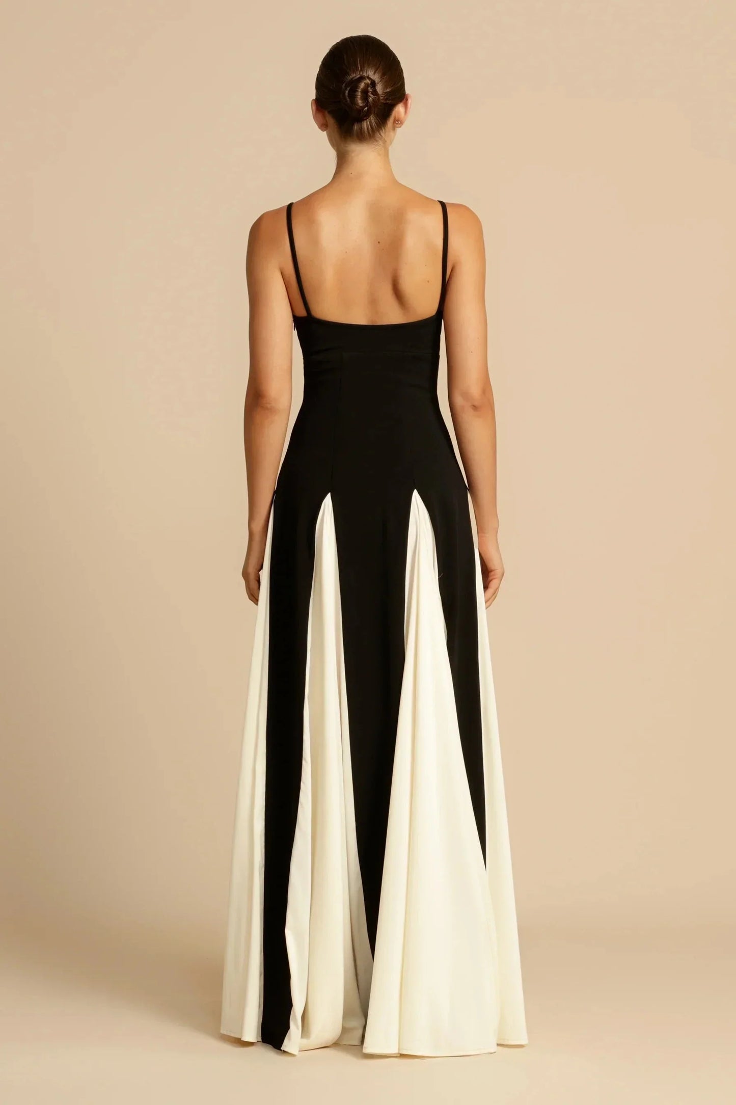 Ignacia Dress | Two-Tone Black & White Maxi Dress