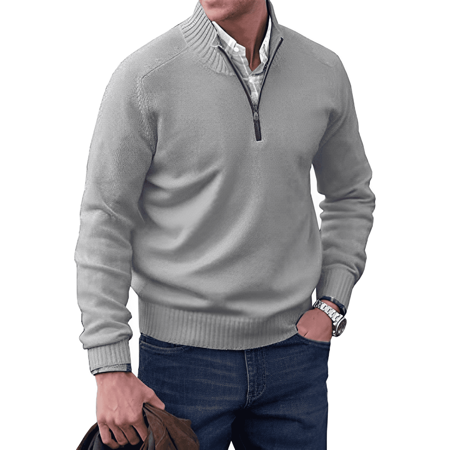 Faelan Men's Sweater | Cashmere Quarter Zip Pullover