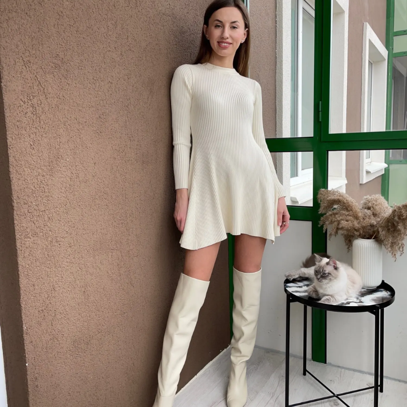 Fidela Dress | Ribbed Long-Sleeve Knit Dress