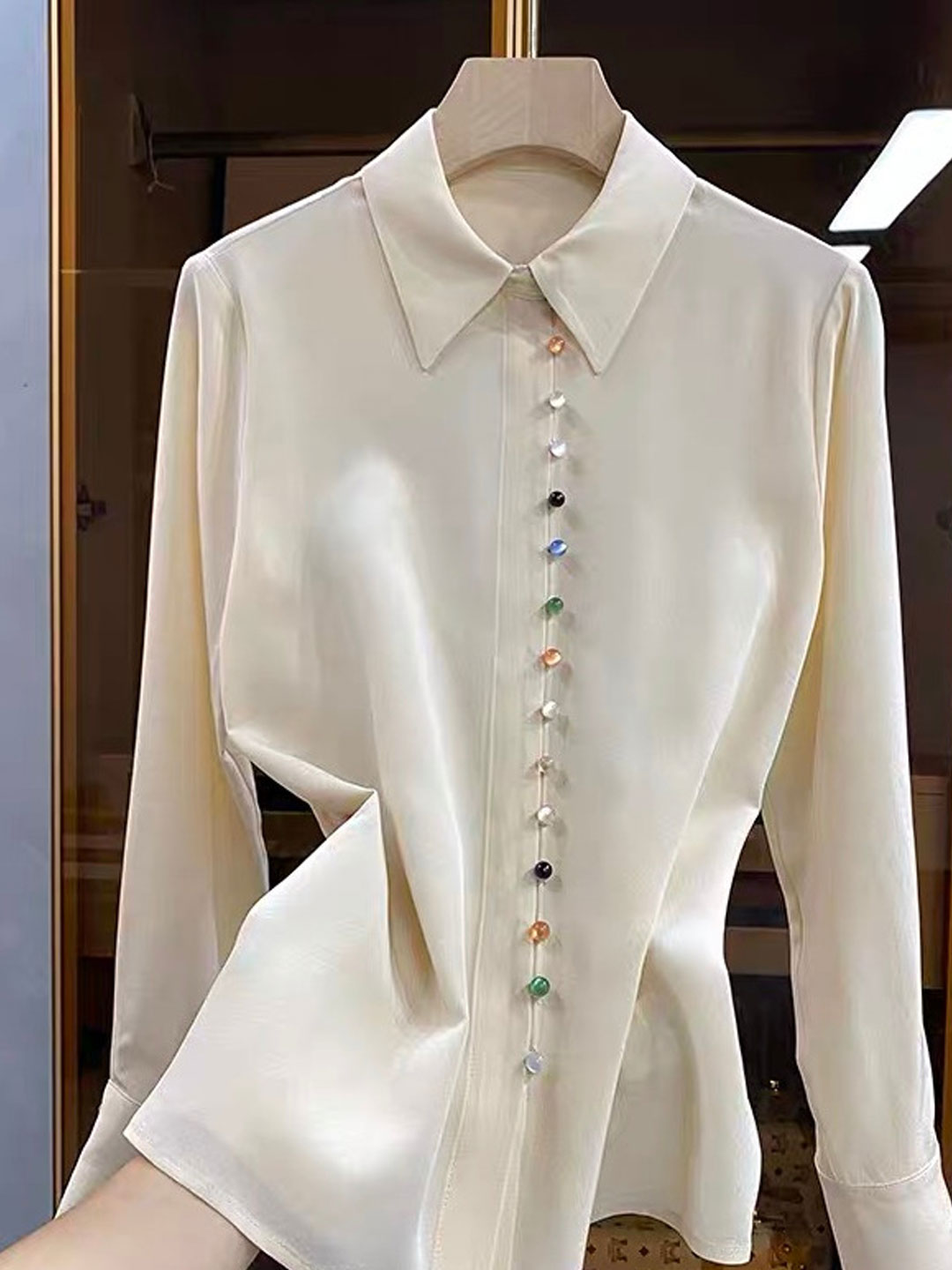 Jaylene Women's Vintage Lapel Shirt | Classic Solid Color