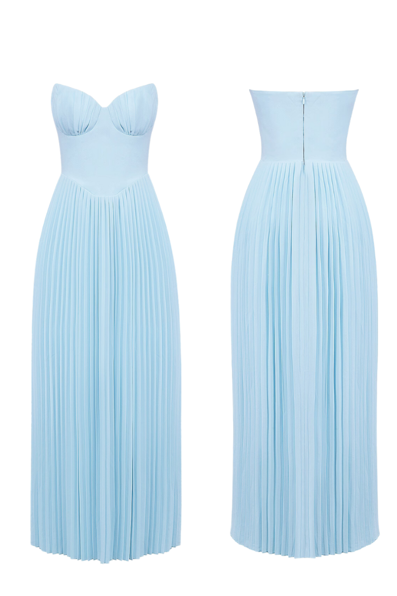 Ileana Dress | Strapless Pleated Maxi Dress