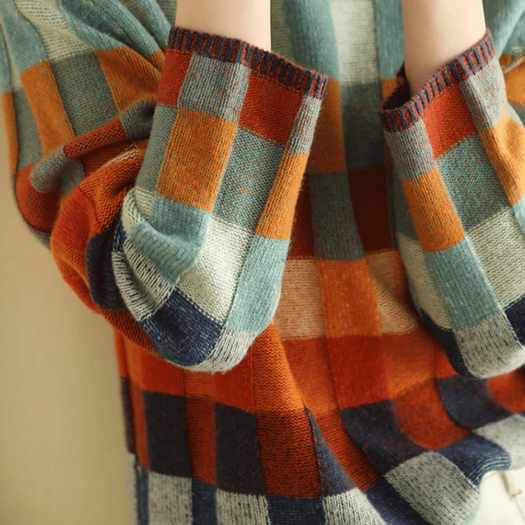 Kayleigh Sweater | Cashmere Patchwork Turtleneck Knit