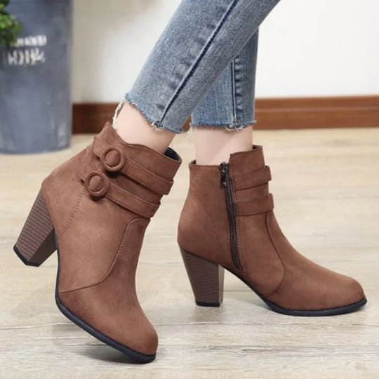 Filippa Ankle Boots | High Heel with Double Straps & Zip