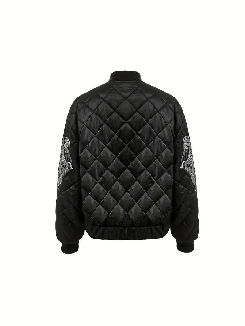 Kaia Jacket | Quilted Wing Pattern Bomber Jacket