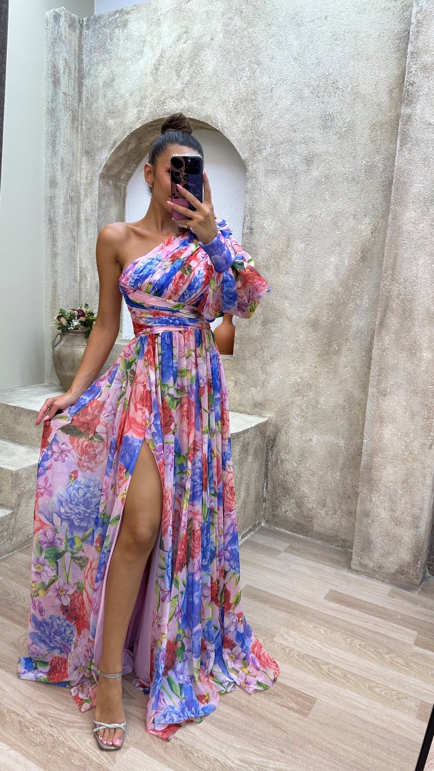 Yakira One Shoulder Dress | Women’s Floral One-Shoulder Dress with Flowy Skirt