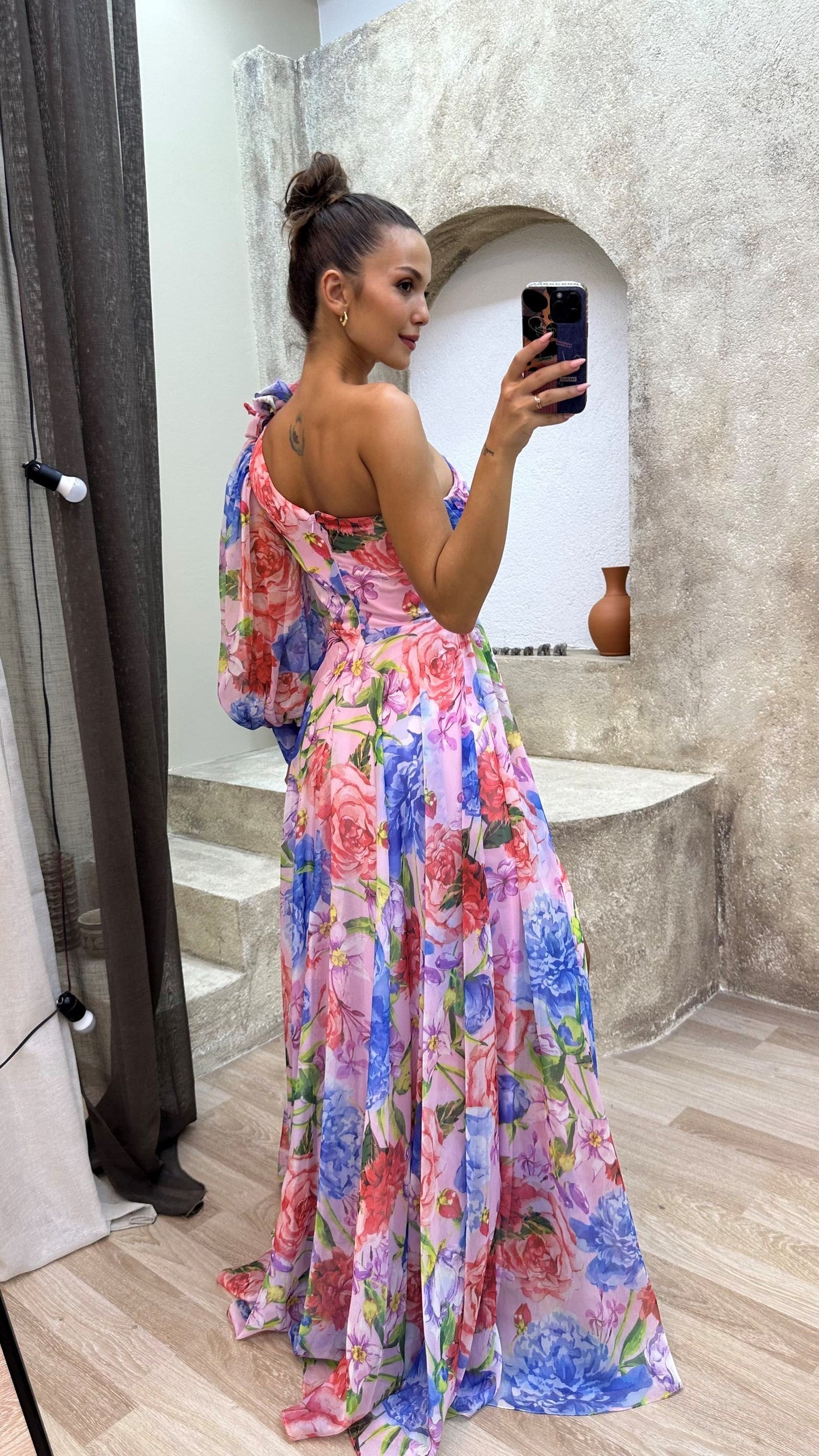 Yakira One Shoulder Dress | Women’s Floral One-Shoulder Dress with Flowy Skirt