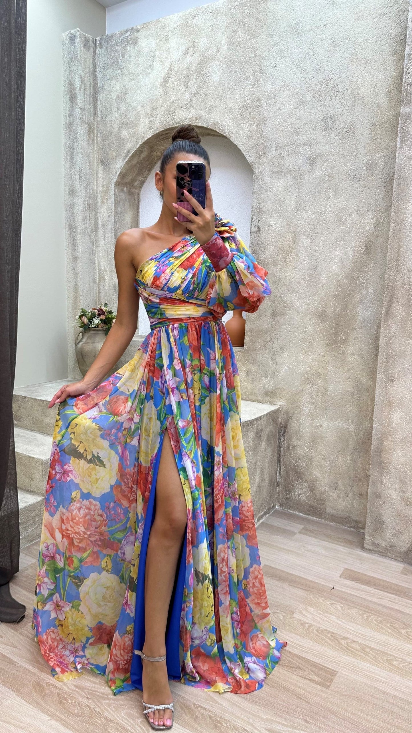 Yakira One Shoulder Dress | Women’s Floral One-Shoulder Dress with Flowy Skirt